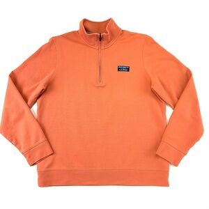 LLBean mens polo shirt Medium Quarter zip pullover Long sleeve Preppy Casual
